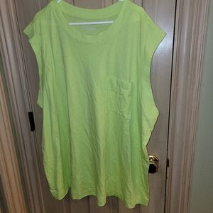 Womens Plus Sz 3X Wavy Sleeveless Lime Green Shirt NWOT